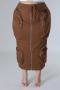 new plus-size slight stretch patchwork solid color pocket zip-up midi skirts_Black_Pink_Yellow_Forest Green_Brown