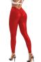 stylish plus size slight stretch tight shirring high waist pu pants_Black_Red