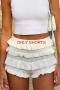 sexy slight stretch solid color high waist knitted multi-layered ruffles shorts_Black_White