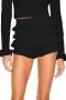 sexy slight stretch solid color high waist knitted multi-layered ruffles shorts_Black
