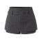 stylish non-stretch striped with belt skort(size run small)_Black_Dark Gray