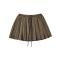 stylish slight stretch 4 colors pleated drawstring mini skirt(size run small)_White_Gray_Dark Blue_Brown