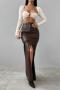 new stylish non-stretch solid color pu high-waist slit maxi skirts(no belt)_Black_Beige_Brown