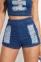 sexy plus size slight stretch with zip-up tight hole high waist denim shorts_Sky Blue_Blue