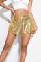 stylish slight stretch solid color sequins loose shorts_Black_Red_Gold