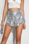 stylish slight stretch solid color sequins loose shorts_Black_Red_Gold_Silver