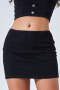 sport plus size stretch tight with lined denim yoga mini skirt size run small_Black
