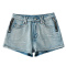 sexy slight stretch zip-up decor high-waist shorts(size run small)_Black_Sky Blue
