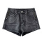 sexy slight stretch zip-up decor high-waist shorts(size run small)_Black