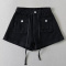 casual non-stretch drawstring pocket cargo shorts(size run small)_Black