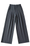 pure color stylish non-stretch casual high waist loose pants size run small_Black_Gray_Dark Gray