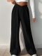 casual non-stretch 3-color patchwork high-waist wide-leg pants_Black