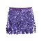 pure color sexy non-stretch zip-up sequin with lined slim mini skirt_Black_Red_Magenta_Purple