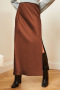 new slight stretch satin patchwork mercerized solid color slit midi skirts_Black_Gray_Rose Red_Green_Forest Green_Dark Green_Haze Blue_Dark Blue_Beige_Brown