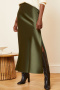 new slight stretch satin patchwork mercerized solid color slit midi skirts_Black_Gray_Rose Red_Green_Forest Green