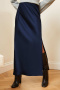 new slight stretch satin patchwork mercerized solid color slit midi skirts_Black_Gray_Rose Red_Green_Forest Green_Dark Green_Haze Blue_Dark Blue