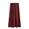 new slight stretch satin patchwork mercerized solid color slit midi skirts_Black_Gray_Rose Red