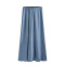 new slight stretch satin patchwork mercerized solid color slit midi skirts_Black_Gray_Rose Red_Green_Forest Green_Dark Green_Haze Blue