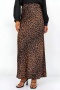 new non-stretch contrast color leopard batch printing satin midi skirts_White_Beige_Brown