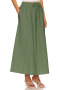 new slight stretch patchwork 5-color pocket high-waist slit maxi skirts_Black_White_Dark Green