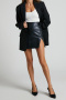 new stylish slight stretch patchwork pu 3-color mini skirts_Black