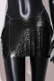 sexy solid color 3-colors metal sequins low waist mini skirt_Black