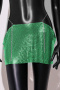sexy solid color 6-colors metal sequins low waist mini skirt_Magenta_Green