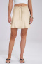 s-xl casual slight stretch solid color patchwork satin lace-up mini skirts_Black_Rose Red_Dark Green_Beige