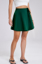 new no stretch 4-color mercerizing patchwork satin high-waist lace-up mini skirt_Black_Dark Green