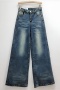 casual non-stretch two colors high waist wide-leg straight jeans(size run small)_Black_Blue