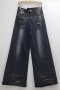 casual non-stretch two colors high waist wide-leg straight jeans(size run small)_Black