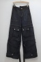 casual retro non-stretch loose wide-leg cargo jeans(size run small)_Black