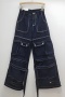 casual retro non-stretch loose wide-leg cargo jeans(size run small)_Black_Dark Blue