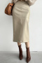 stylish non-stretch pu leather high waist midi skirt_Black_Khaki