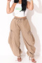 plus size non-stretch pure color laced pockets casual loose jeans_Blue_Khaki