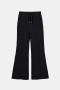 new slight stretch patchwork pocket all-match lace-up wide-leg pants_Black