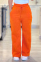 new casual plus-size slight stretch 4-color patchwork lace-up straight-leg pants_Black_Gray_Orange