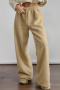 casual slight stretch polar fleece 3 colors drawstring wide-leg warm pants_White_Khaki 