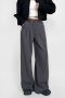 casual non-stretch contrast color loose pants(size run small)_Gray_Dark Gray