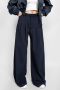 casual non-stretch contrast color loose pants(size run small)_Gray_Dark Gray_Dark Blue