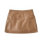 casual non-stretch pu solid color zip-up mini skirt(size run small)_Black_Red_Khaki