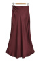 casual non-stretch solid color high waist maxi mermaid skirt size run small_Black_White_Rose Red