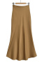 casual non-stretch solid color high waist maxi mermaid skirt size run small_Black_White_Rose Red_Beige_Khaki