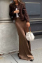 casual non-stretch solid color high waist maxi mermaid skirt size run small_Black_White_Rose Red_Beige_Khaki _Brown