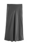 casual non stretch satin pure color high waist skirts_Black_White_Dark Gray
