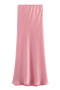 casual non stretch satin pure color high waist skirts_Black_White_Dark Gray_Pink