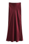 casual non stretch satin pure color high waist skirts_Black_White_Dark Gray_Pink_Red_Rose Red