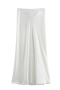 casual non stretch satin pure color high waist skirts_Black_White
