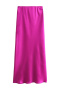 casual non stretch satin pure color stylish high waist skirts_Magenta