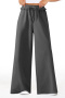 casual stretch 6 colors solid color drawstring stylish wide leg pants_Black_Gray_Dark Gray